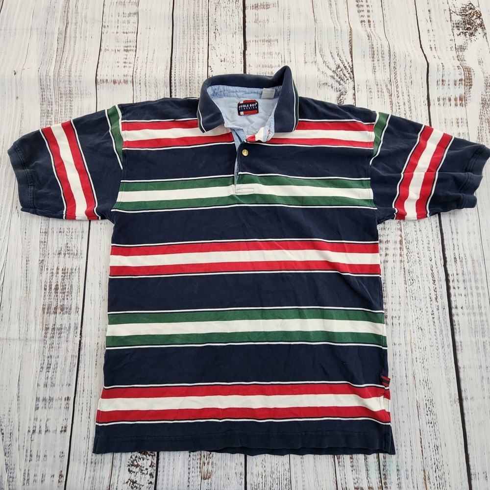 Bugle Boy Blue Striped Short Sleeve Polo Shirt Men's M